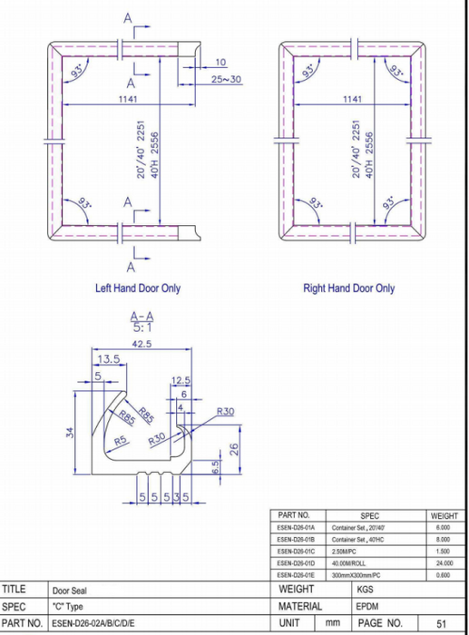 door gasket seals